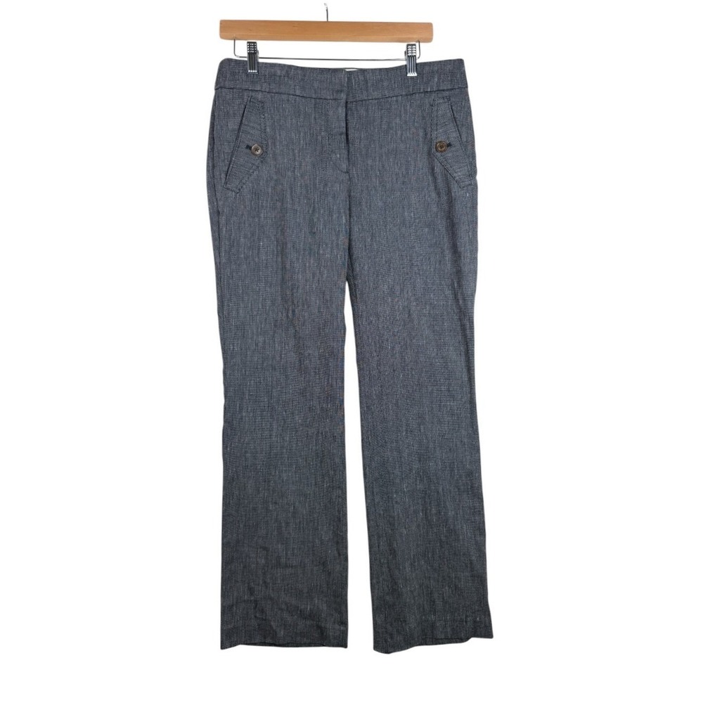 Ann Taylor LOFT Womens Marisa Trouser Pants Sz 6 Gray Linen Blend Mid Rise